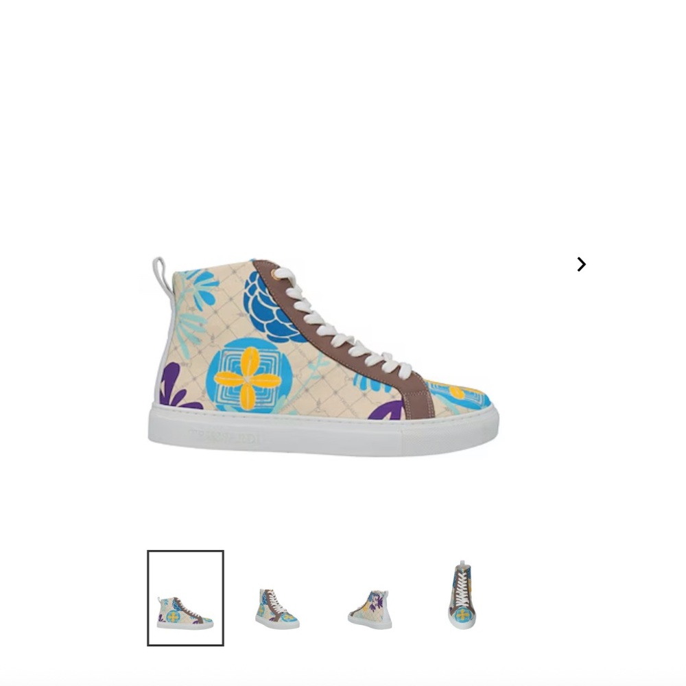 TRUSSARDI SNEAKERS high- top, flower print on canvas